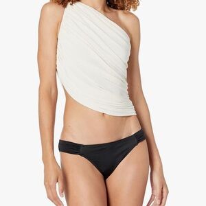 Norma Kamali Dian White One-Shoulder Swim Top